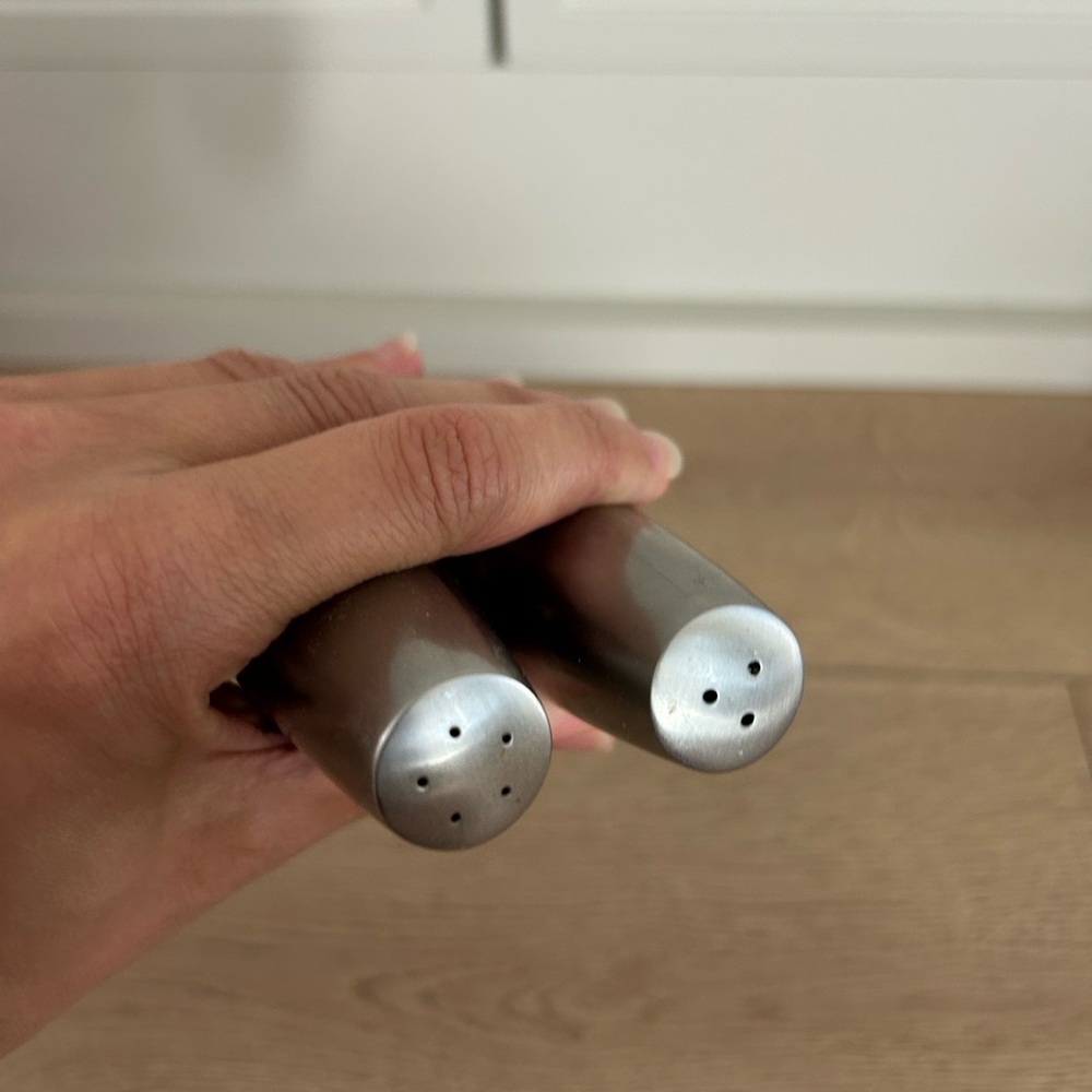 VINTAGE DANSK DESIGN DENMARK IHQ STAINLESS STEEL MODERN SALT & PEPPER SHAKERS - Picture 8 of 8